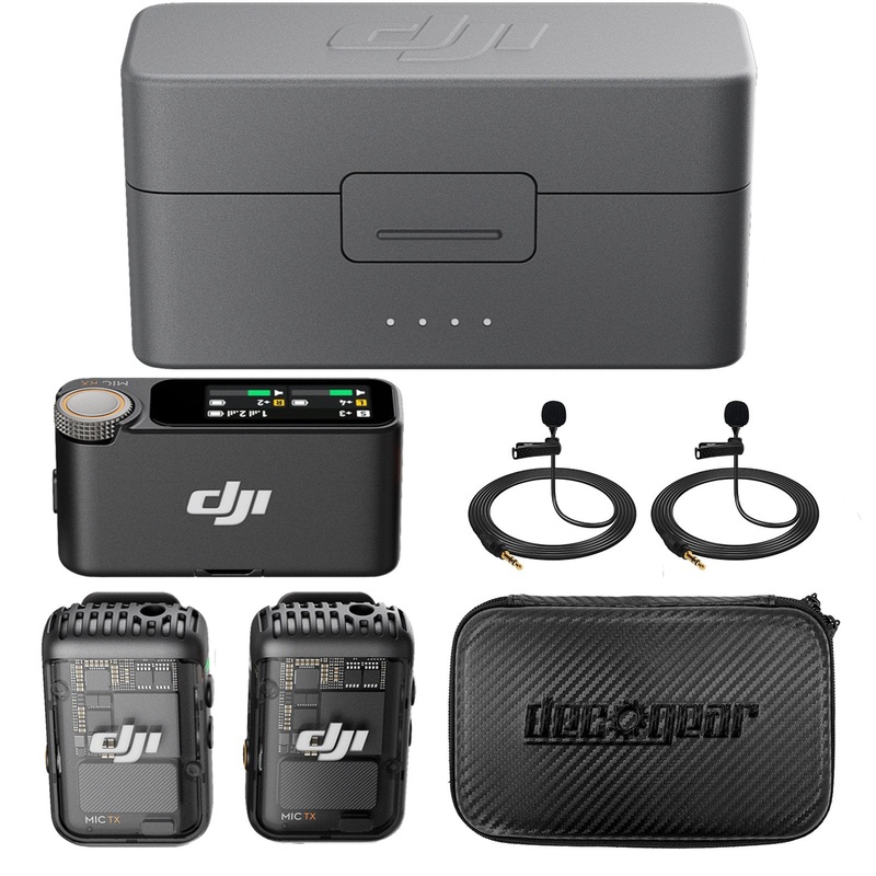 DJI Mic 2 (2 TX + 1 RX + Charging Case) All-in-one Wireless Microphone Bundle