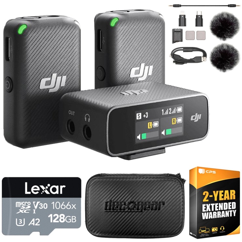 DJI Mic Wireless Microphone System and Audio Recorder with 128GB Bundle