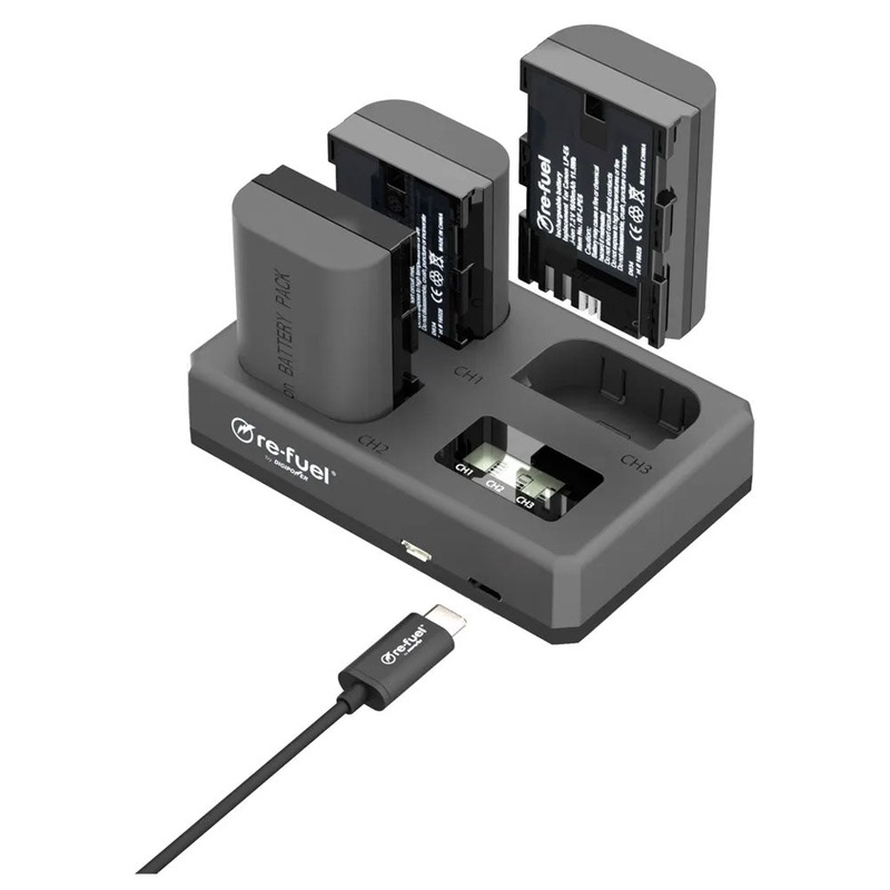 Re-Fuel Triple Charger for Canon LP-E6 Batteries