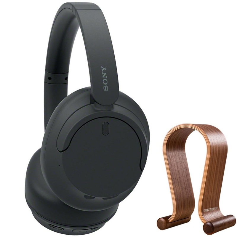 Sony Wireless Noise Cancelling Headphone, Black with Wood Headphone Display Stand