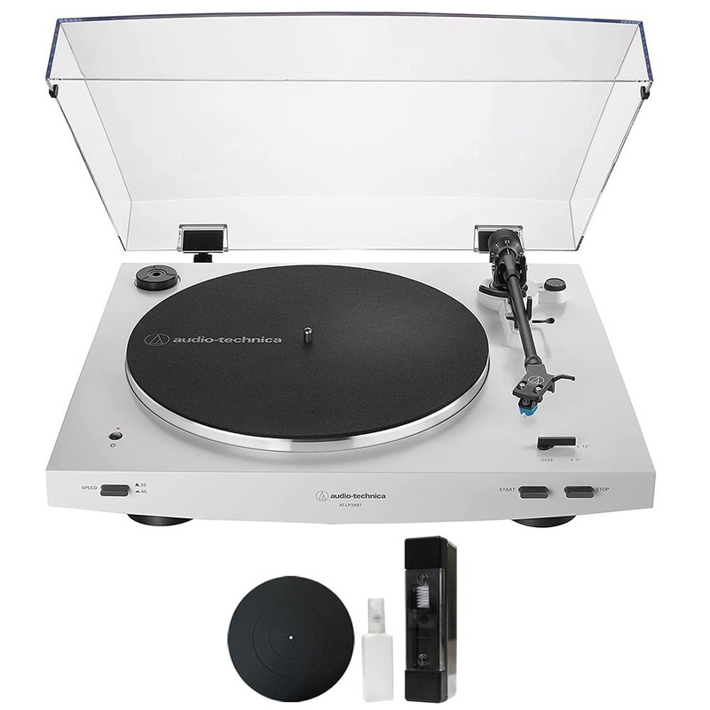 Audio-Technica AT-LP3XBT-WH Wireless Belt-drive Turntable+Mat & Cleaning System