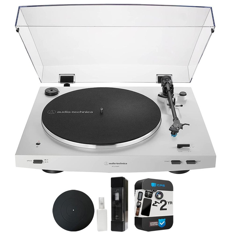 Audio-Technica AT-LP3XBT-WH Wireless Turntable + Cleaning & 2 Yr Warranty Bundle