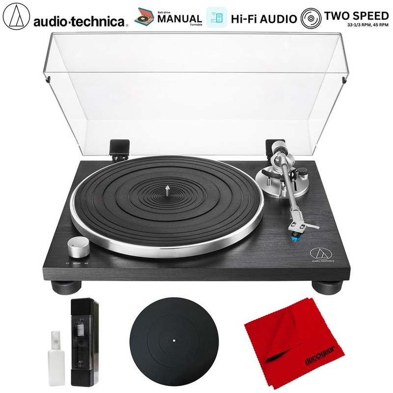 Audio-Technica AT-LPW30BKR Fully Manual Belt-Drive Turntable w/ Accessories Bundle
