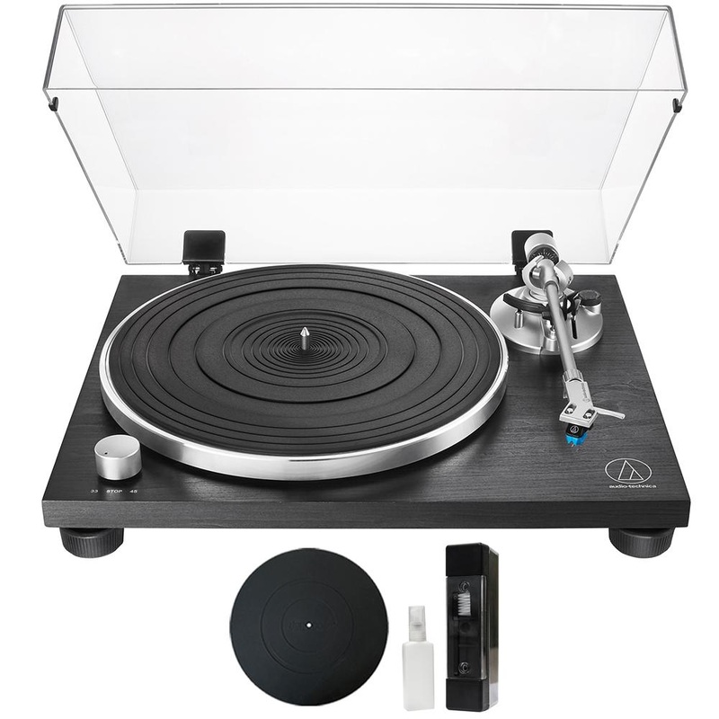 Audio-Technica AT-LPW30BKR Manual Belt-Drive Turntable + Mat & Cleaning System