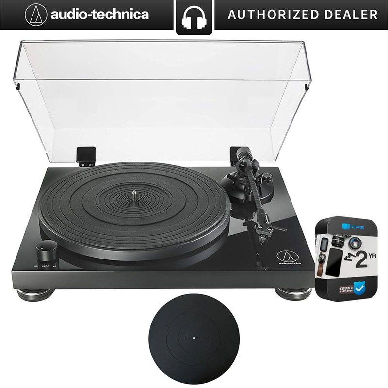 Audio-Technica AT-LPW50PB Fully Manual Belt-Drive Turntable w/ 2 Yr Warranty Bundle