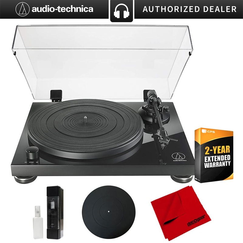 Audio-Technica AT-LPW50PB Fully Manual Belt-Drive Turntable w/ 2Yr Warranty Bundle