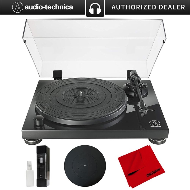Audio-Technica AT-LPW50PB Fully Manual Belt-Drive Turntable w/ Accessories Bundle