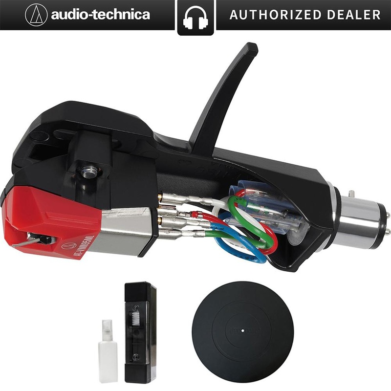Audio-Technica AT-VM95ML/H Turntable Headshell/Cartridge Combo Kit, Red w/ Accessories Bundle