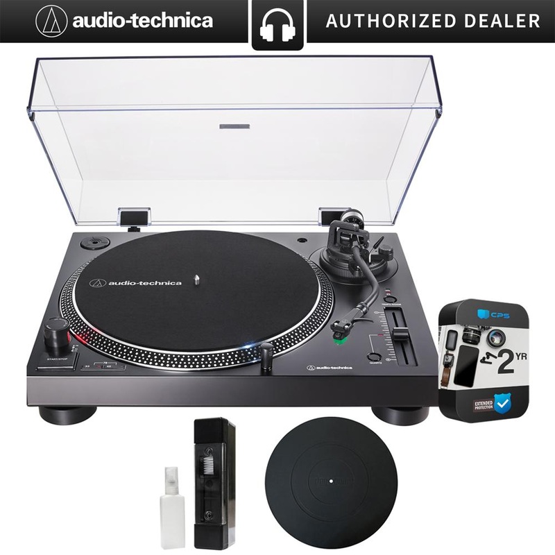 Audio-Technica Direct-Drive Turntable Analog & USB (Black) + 2Yr Warranty Bundle