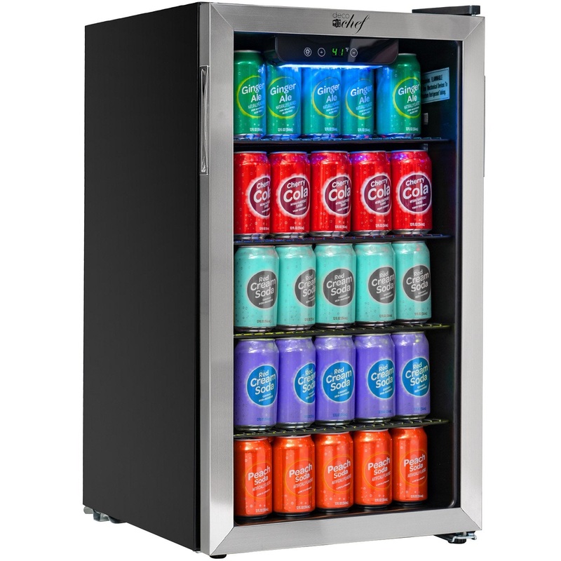 Deco Chef 118-Can Mini Fridge with Glass Door, Digital Controls, for Beer, Wine, Snacks