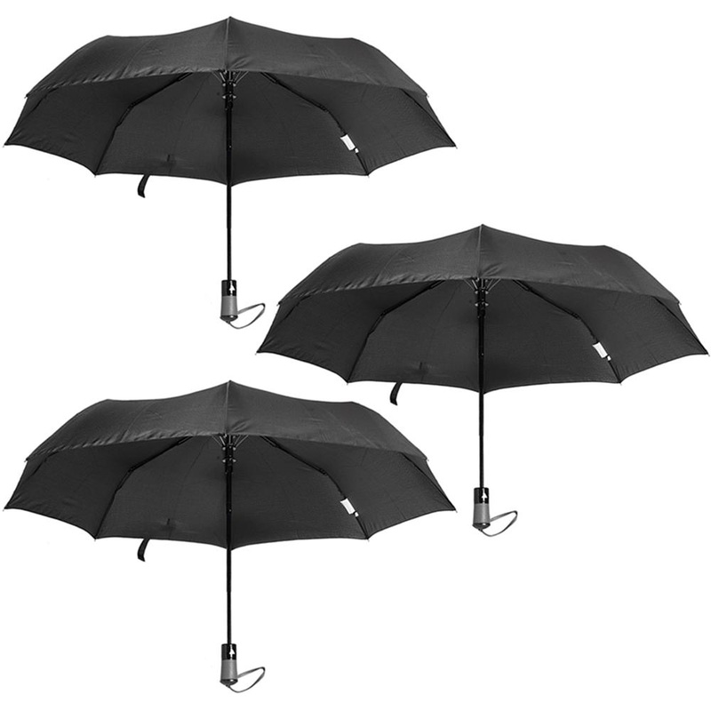 Tahari Collapsible Travel Umbrella Black 3 Pack