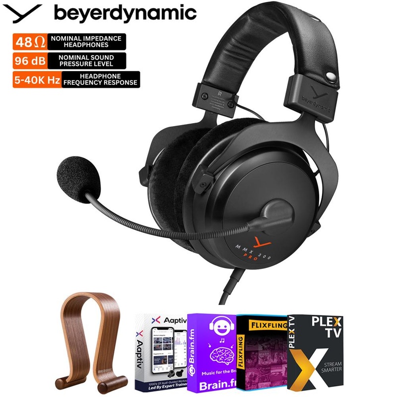 BeyerDynamic MMX 300 PRO Closed Back Gaming Headset w/ Headset Hanger Bundle