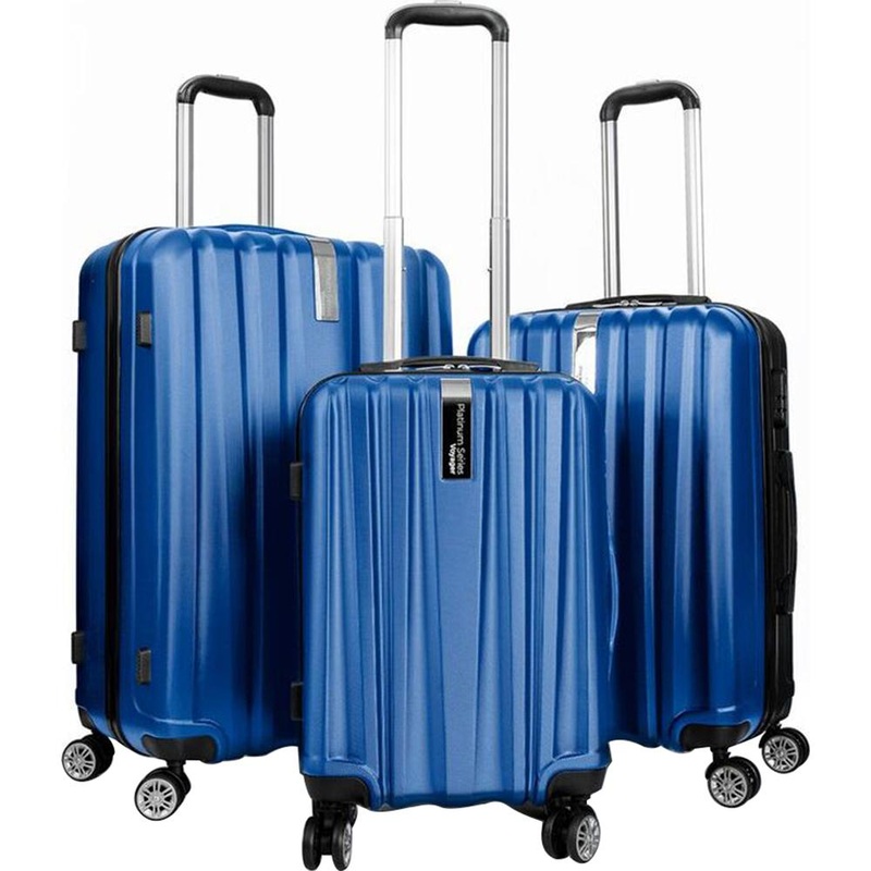 Deco Gear Travel Elite Series - 3 Piece Hardside Spinner Luggage Set (Blue)(20", 24", 28")