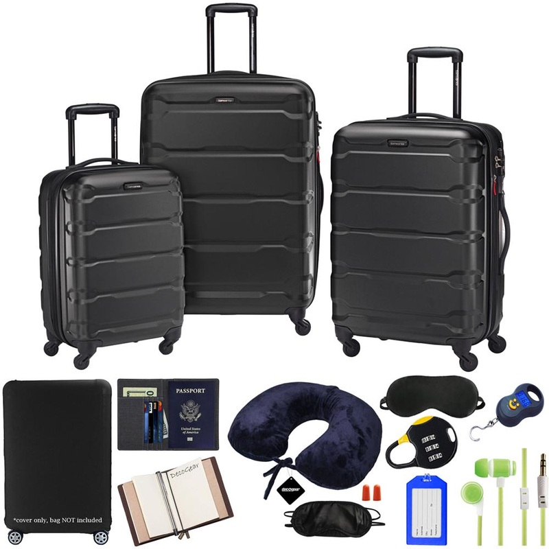 Samsonite Omni Hardside Nested 3pc. Luggage Set, Black w/ 10pc Accessory Kit