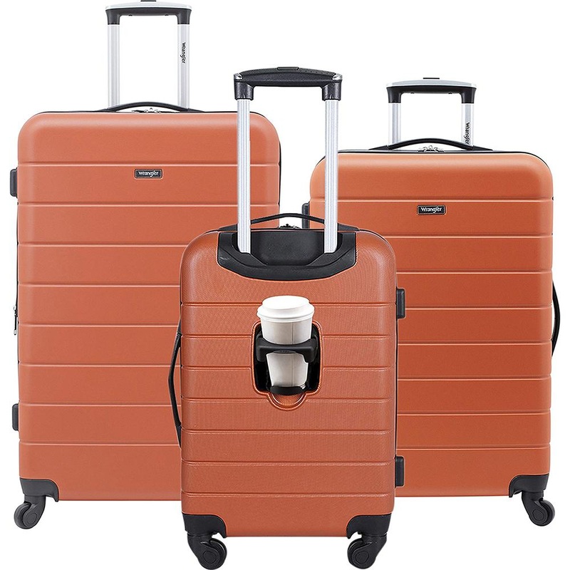 Wrangler 3-Piece Hardside Luggage Set w/Cup Holder & USB Port - T-30203-810 - Open Box