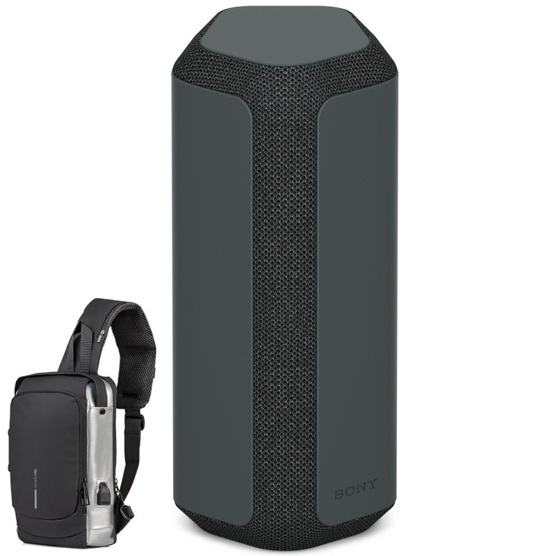 Sony SRSXE300 Portable Bluetooth Speaker, Black + Deco Essential Sling Backpack