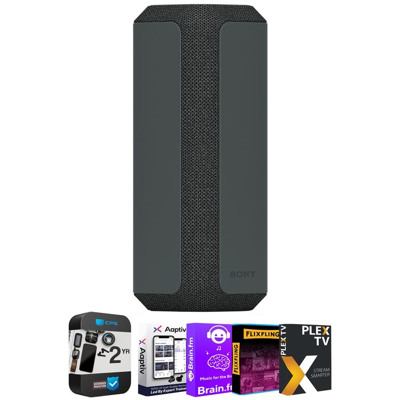 Sony SRSXE300 Portable Bluetooth Wireless Speaker, Black w/ Extended Warranty Bundle