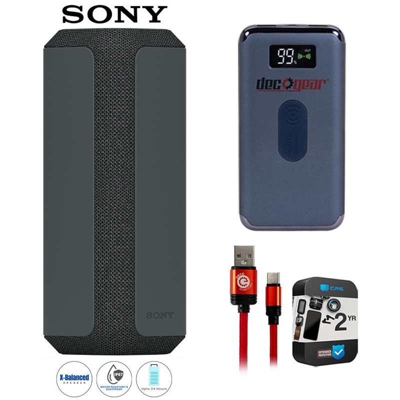 Sony SRSXE300 Portable Bluetooth Wireless Speaker, Black + Warranty Bundle