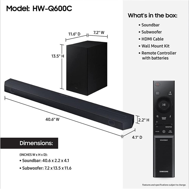 Samsung 3.1.2ch Soundbar and Subwoofer with Dolby Audio Refurbished