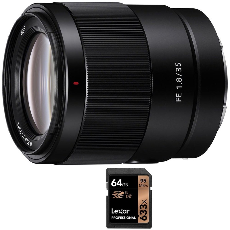 Sony FE 35mm F1.8 Large Aperture Full-Frame E-Mount Prime Lens with 64GB Card