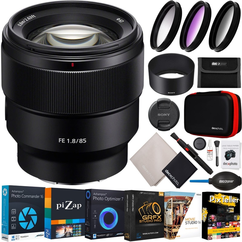 Sony SEL85F18 85mm F1.8 Medium Telephoto Prime E-mount Lens Pro Accessory Bundle