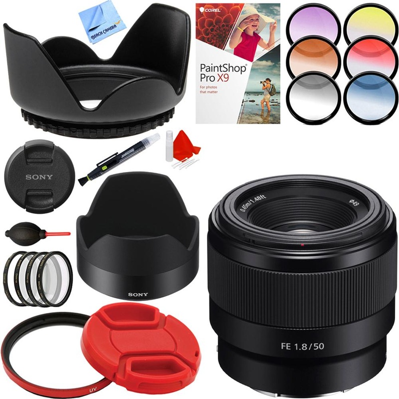 Sony FE 50mm F1.8 Full-frame Prime E-Mount Lens + Accessories Bundle