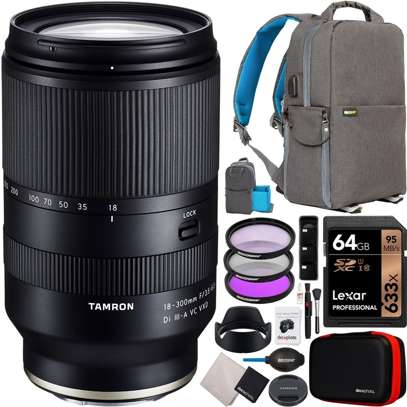 Tamron 18-300mm F3.5-6.3 Di III-A VC VXD Lens for Sony E-Mount APS-C B061 Bundle