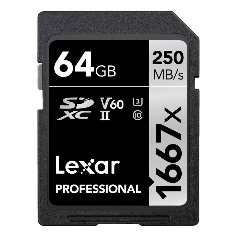 Lexar Professional 1667x 64GB SDXC UHS-II Memory Card, 250MB/s Read, 120MB/s Write