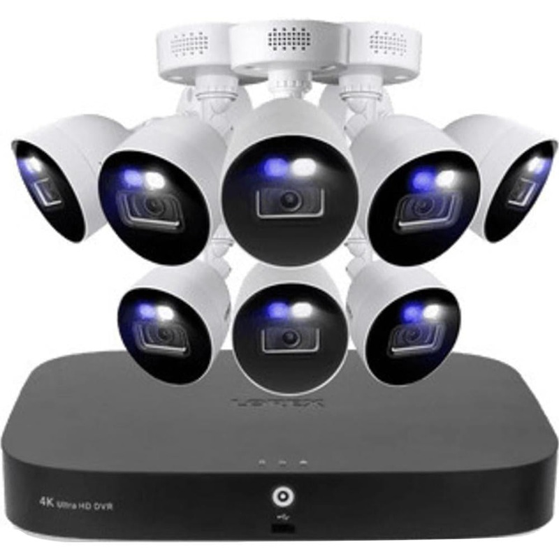 Lorex 4K 2TB Wired DVR System with 8 Smart Deterrence Cameras, 20 Camera Capable