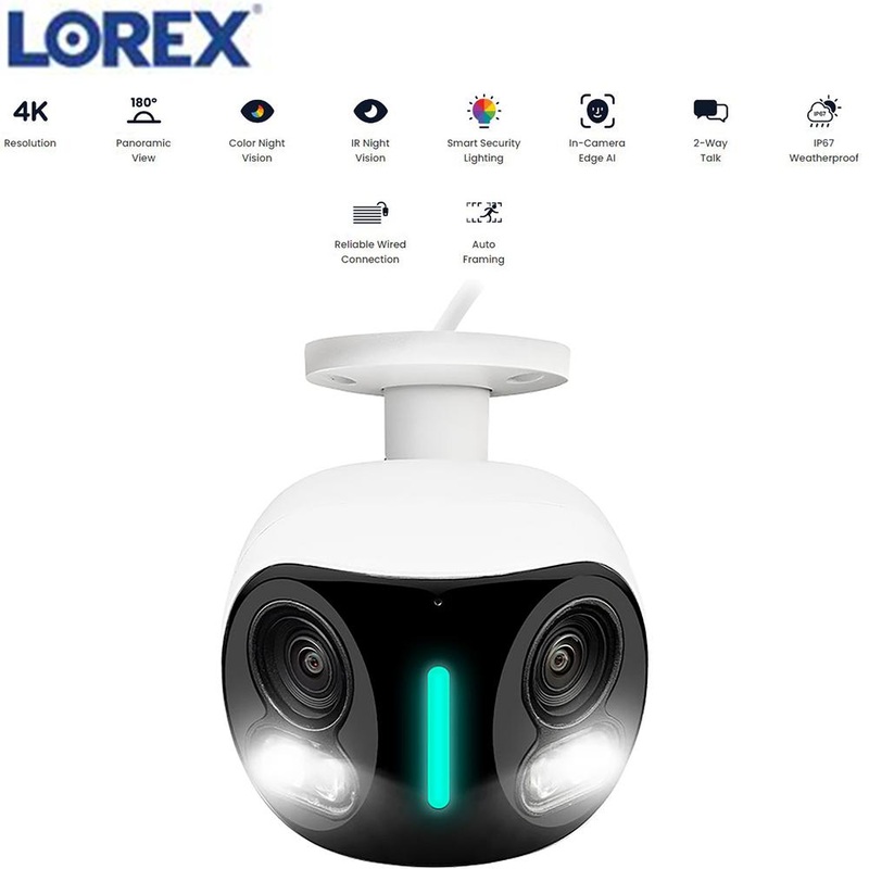 Lorex 4K IP Wired Dual Len Security Camera with Lighting and Motion Refurbished