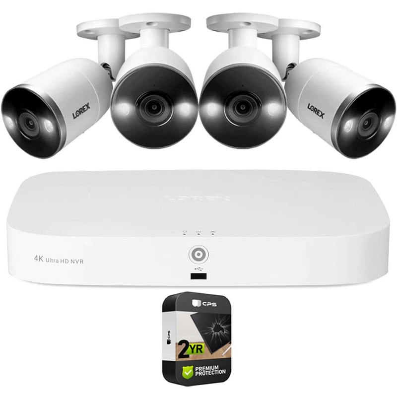 Lorex 4K NVR Security System with 4 Smart Deterrence Cameras + 2 Year Warranty