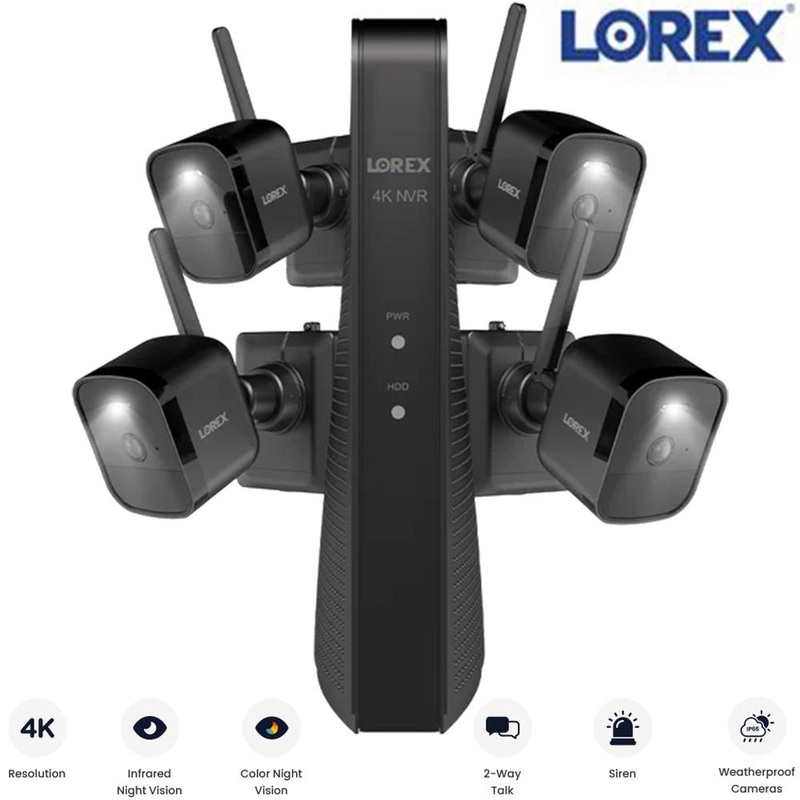 Lorex 4K NVR System with Battery-Operated Camera Black Refurbished