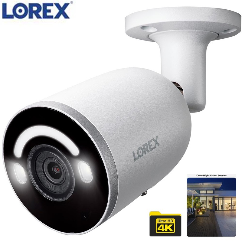 Lorex 4K Security Lighting Deterrence Bullet AI PoE IP Wired Camera Refurbished