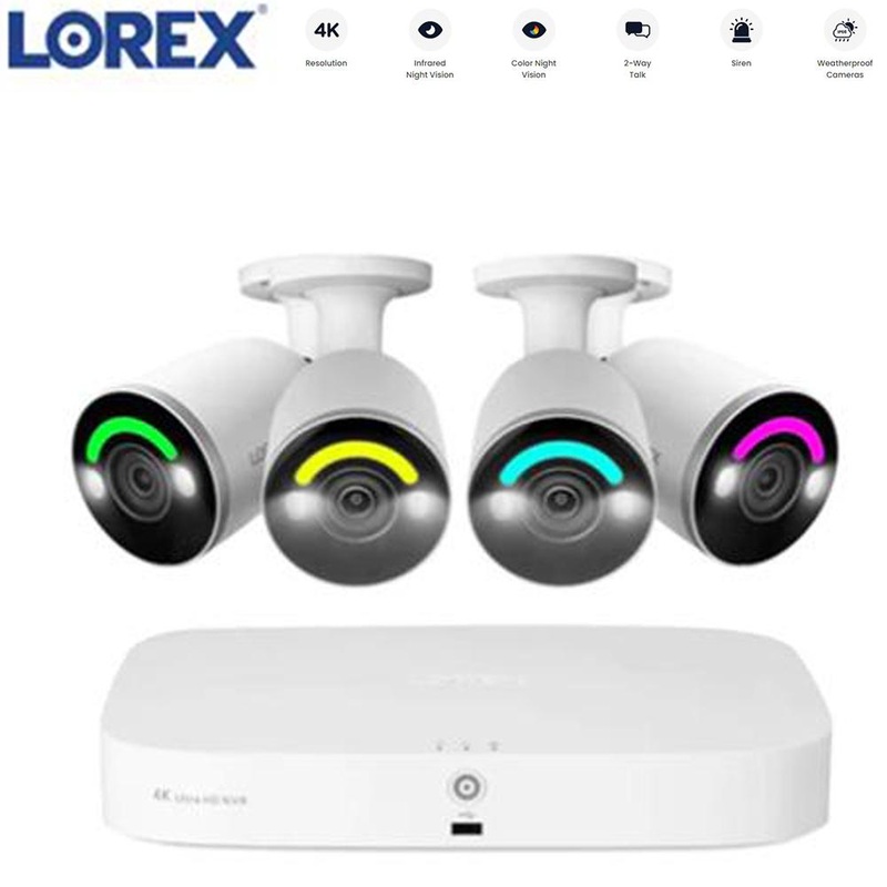 Lorex Fusion 4K 16 Camera Capable 2TB Wired NVR w/ 4 Bullet Cameras Refurbished