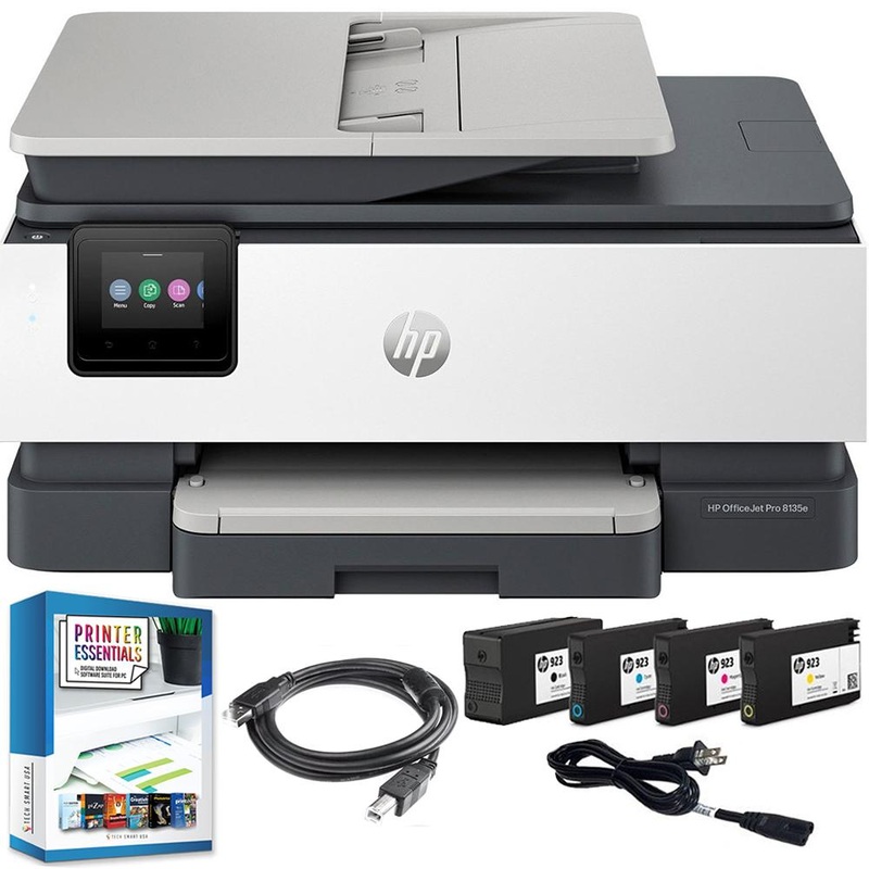 Hewlett Packard OfficeJet Pro 8135e Wireless All-In-One Inkjet Printer AiO + Home Office Bundle