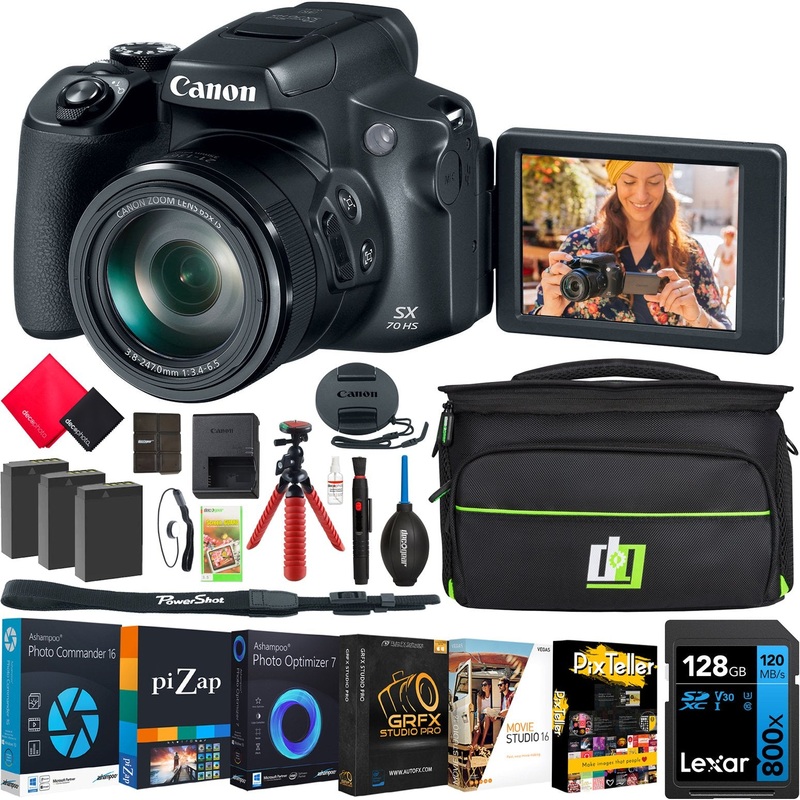 Canon PowerShot SX70 HS 20.3MP Digital Point + Shoot Travel Bundle