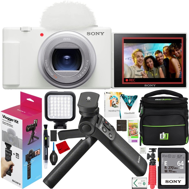 Sony ZV-1 II Vlog 4K Camera + ACCVC1 Vlogger Tripod Kit Content Creator White Bundle