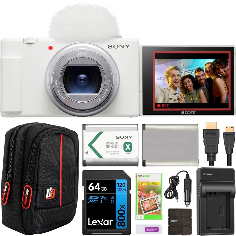 Sony ZV-1 II Vlog 4K Camera for Content Creators & Vloggers White 2 Battery Bundle