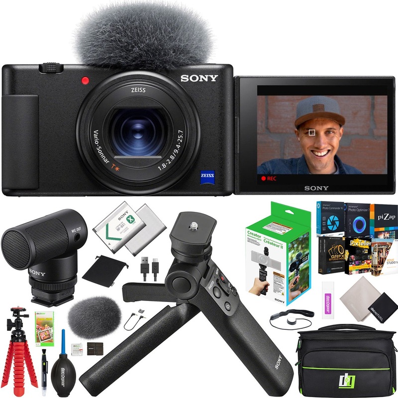 Sony  ZV-1 Vlog Camera Content Creator Black + ACCVC2 Vlogger Tripod & Mic Bundle