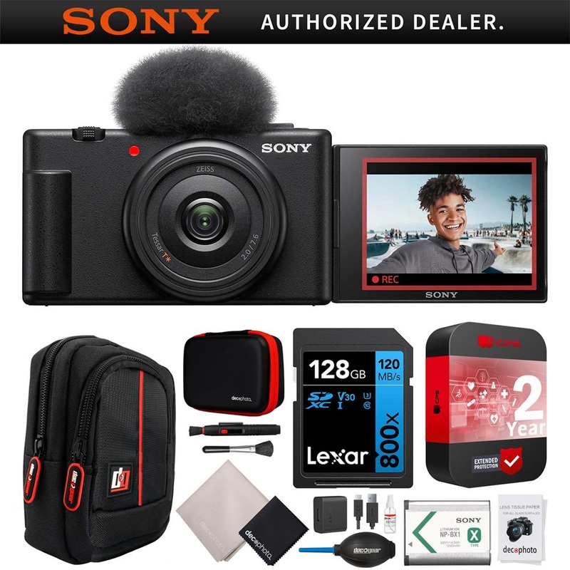 Sony ZV-1F Vlog Camera 4K Video Content Creator Black + Extended Warranty Kit Bundle