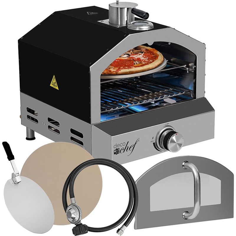 Deco Chef 2-in-1 Propane Gas Pizza Oven & Grill w/ Pizza Stone & Peel - Open Box