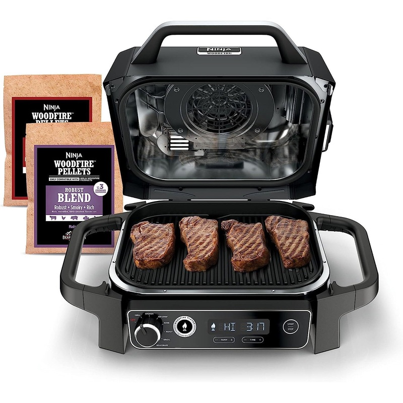 Ninja Woodfire Outdoor Grill and Smoker, Grey -  Factory Refurbished (OG701)