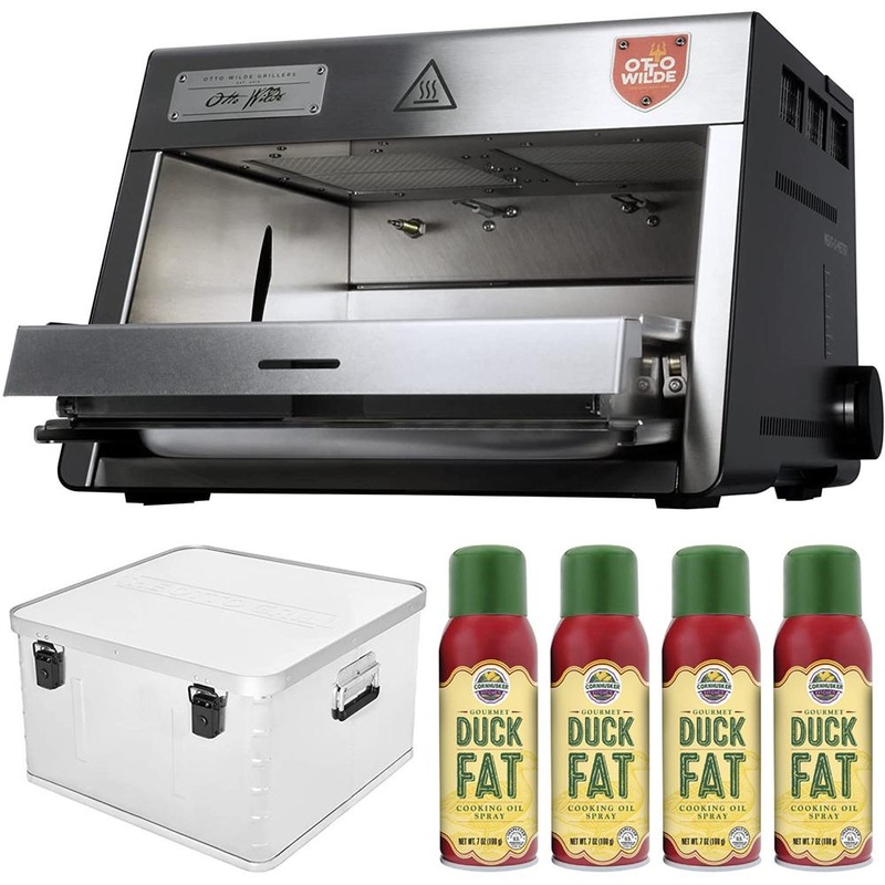 Otto Wilde The Otto Grill Pro Outdoor Infrared Steak Grill w/ Storage Box Bundle