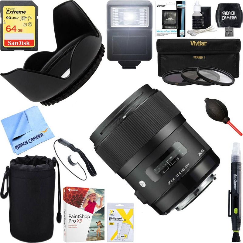 Sigma Art Wide-angle lens AF 35mm F1.4 HSM Lens for Nikon+64GB Ultimate Kit