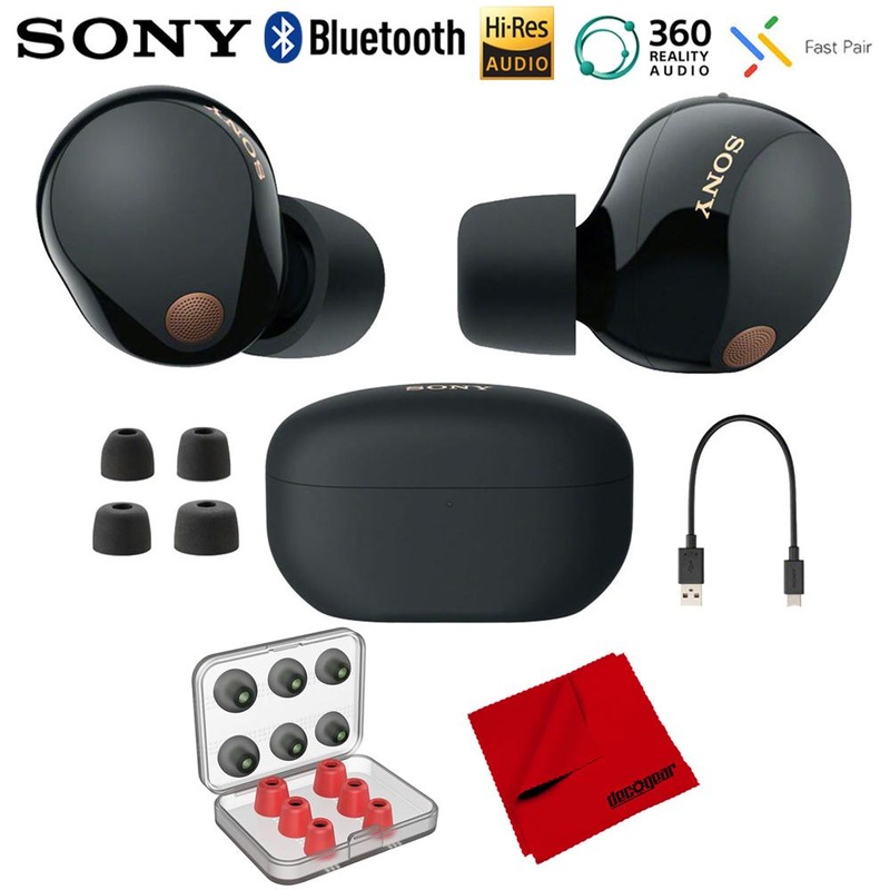 Sony Noise Canceling Truly Wireless Earbuds, Black w/ Accessories Bundle