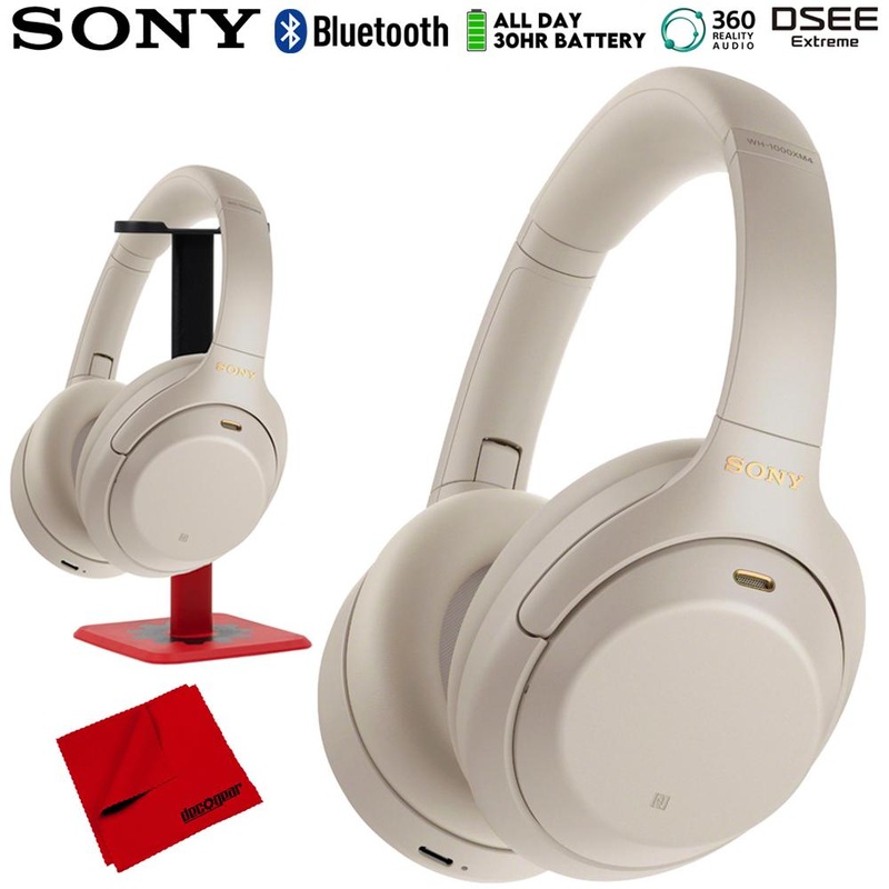 Sony WH1000XM4/S Noise Cancelling Wireless Headphones w/ Headphone Stand Bundle