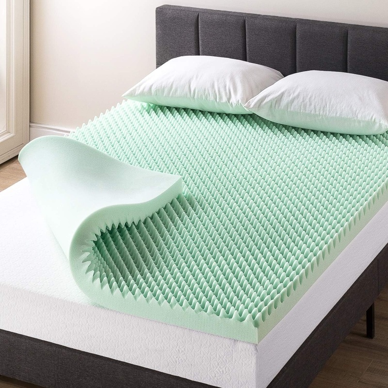 Best Price Mattress Inc. 3 Inch Calming  Aloe Infusion Egg Crate Memory Foam Mattress Topper, Short Queen
