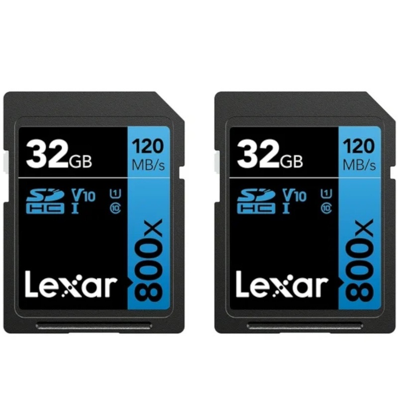 Lexar High-Performance 800x PRO BLUE Series 32GB SDHC Memory Card, 2 P