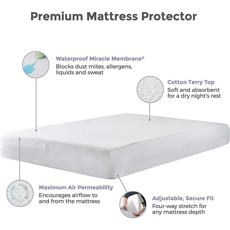 Protect-A-Bed Premium Cotton Terry Cloth Waterproof Mattress Protector, Queen - P0135