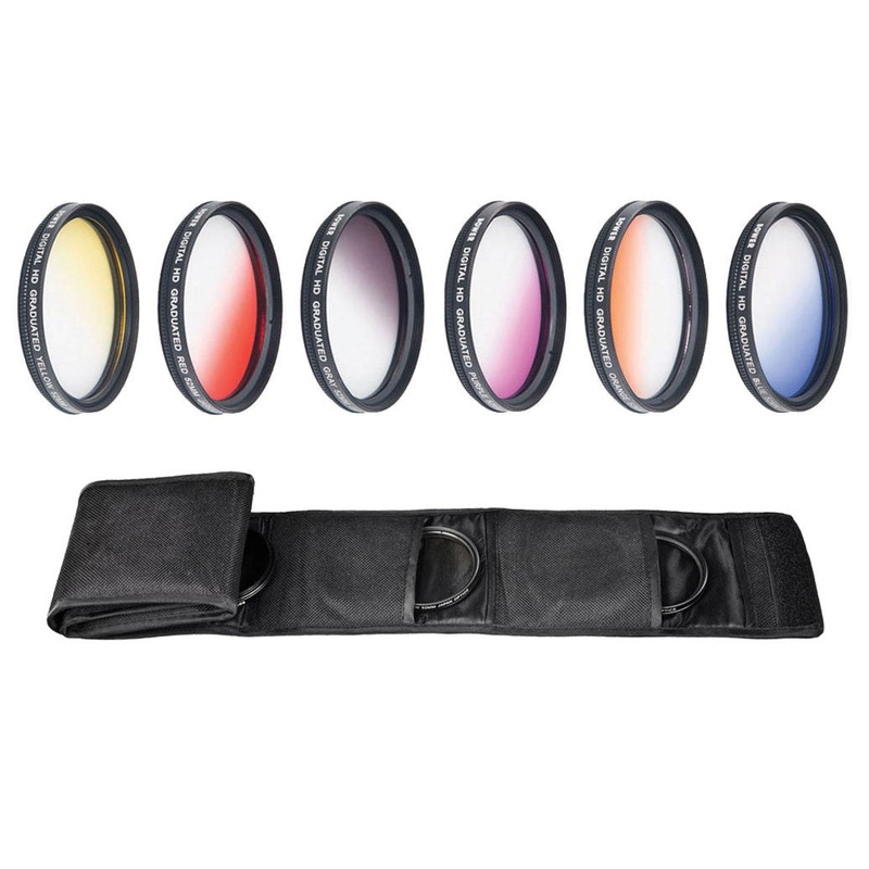 Deco Photo 55mm Graduated Color Multicoated 6 Piece Filter Set with Fold Up Pouch
